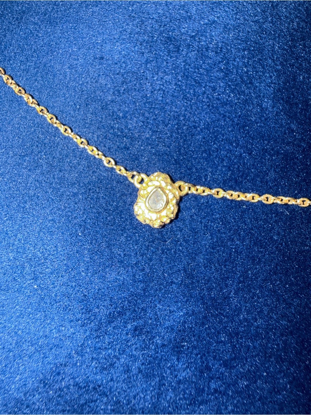 18k Gold & Alaskan Diamond Teardrop Pendant Necklace